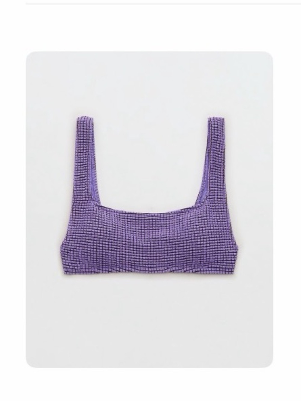 aerie Lurex Crinkle Bikini; scoop top and full coverage bottoms